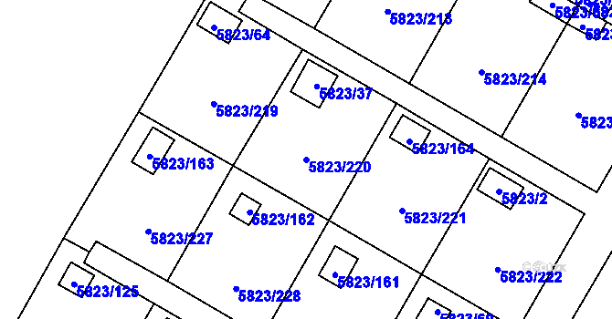 Parcela st. 5823/220 v KÚ Most II, Katastrální mapa