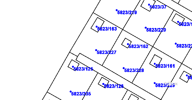 Parcela st. 5823/227 v KÚ Most II, Katastrální mapa