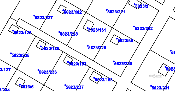 Parcela st. 5823/229 v KÚ Most II, Katastrální mapa