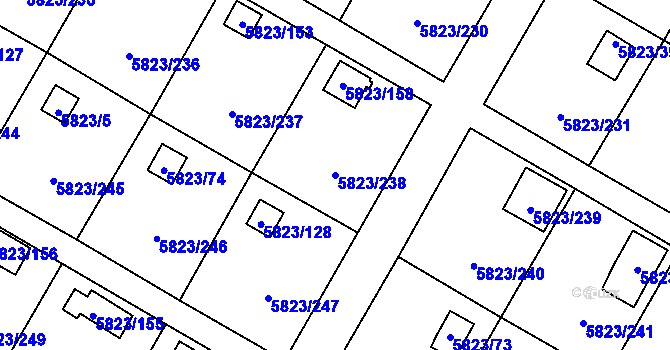 Parcela st. 5823/238 v KÚ Most II, Katastrální mapa