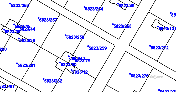 Parcela st. 5823/259 v KÚ Most II, Katastrální mapa