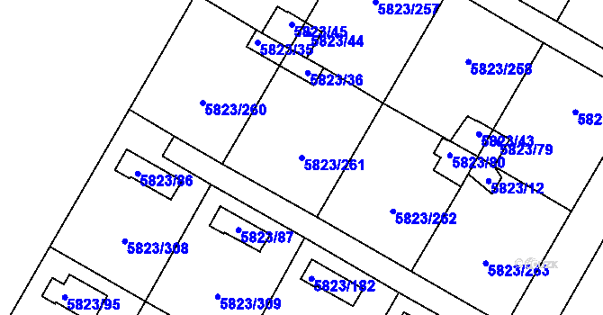 Parcela st. 5823/261 v KÚ Most II, Katastrální mapa