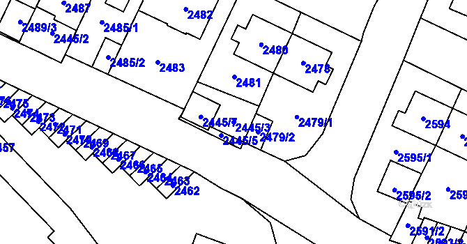 Parcela st. 2445/3 v KÚ Most II, Katastrální mapa
