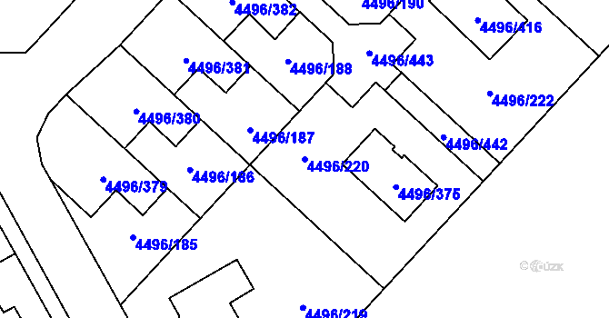 Parcela st. 4496/220 v KÚ Most II, Katastrální mapa