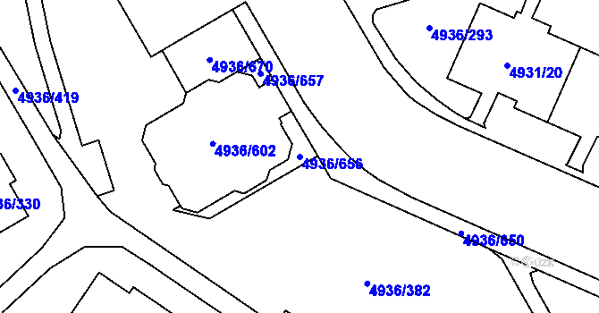 Parcela st. 4936/656 v KÚ Most II, Katastrální mapa