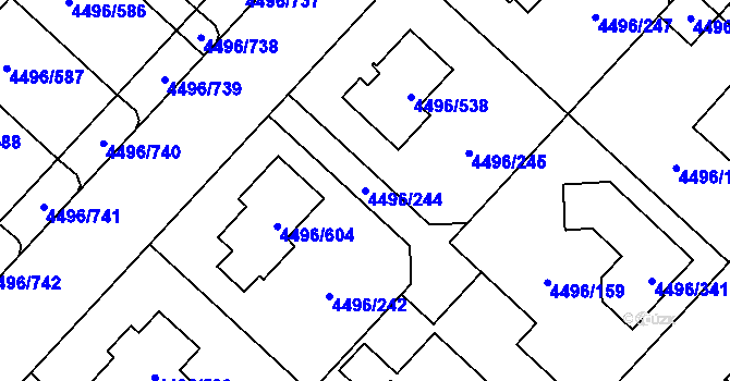 Parcela st. 4496/244 v KÚ Most II, Katastrální mapa