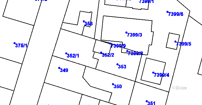 Parcela st. 352/2 v KÚ Most II, Katastrální mapa