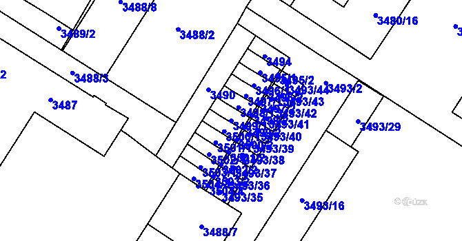Parcela st. 3499/1 v KÚ Most II, Katastrální mapa