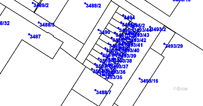 Parcela st. 3501/1 v KÚ Most II, Katastrální mapa