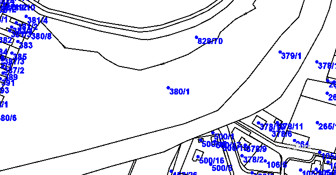 Parcela st. 380/1 v KÚ Most II, Katastrální mapa