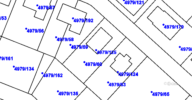 Parcela st. 4979/125 v KÚ Most II, Katastrální mapa