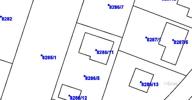 Parcela st. 8286/11 v KÚ Most II, Katastrální mapa
