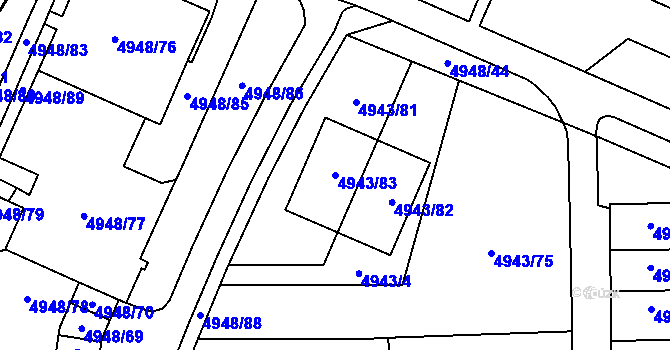 Parcela st. 4943/83 v KÚ Most II, Katastrální mapa