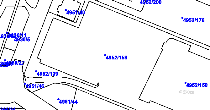 Parcela st. 4952/159 v KÚ Most II, Katastrální mapa