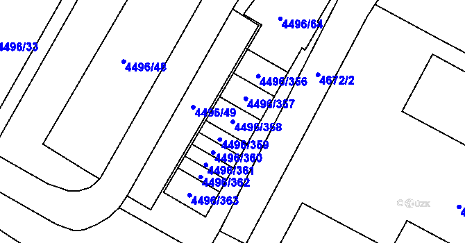 Parcela st. 4496/358 v KÚ Most II, Katastrální mapa