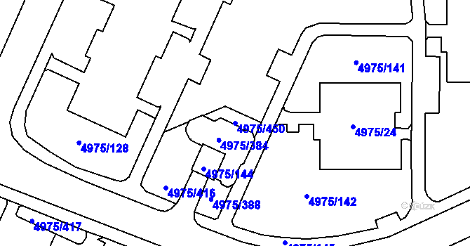 Parcela st. 4975/450 v KÚ Most II, Katastrální mapa