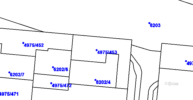 Parcela st. 4975/453 v KÚ Most II, Katastrální mapa