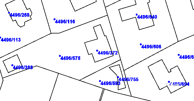 Parcela st. 4496/372 v KÚ Most II, Katastrální mapa