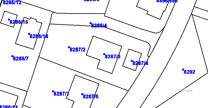 Parcela st. 8287/3 v KÚ Most II, Katastrální mapa