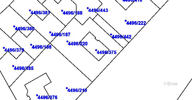 Parcela st. 4496/375 v KÚ Most II, Katastrální mapa