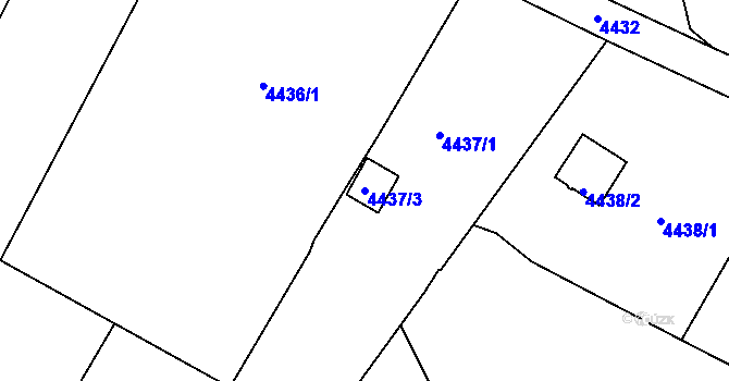 Parcela st. 4437/3 v KÚ Most II, Katastrální mapa