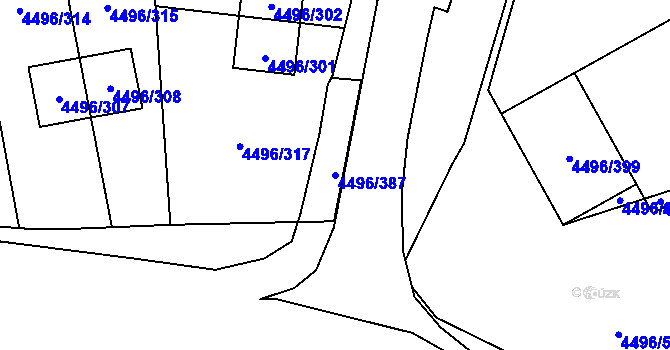 Parcela st. 4496/387 v KÚ Most II, Katastrální mapa