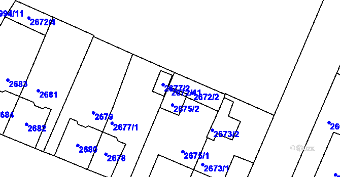 Parcela st. 2672/11 v KÚ Most II, Katastrální mapa