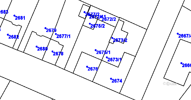 Parcela st. 2675/1 v KÚ Most II, Katastrální mapa