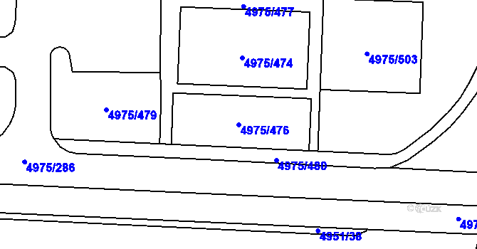 Parcela st. 4975/476 v KÚ Most II, Katastrální mapa