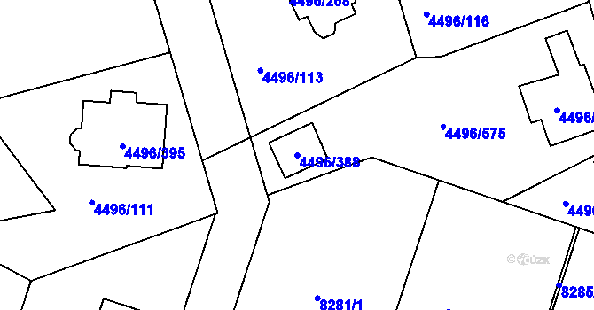 Parcela st. 4496/388 v KÚ Most II, Katastrální mapa