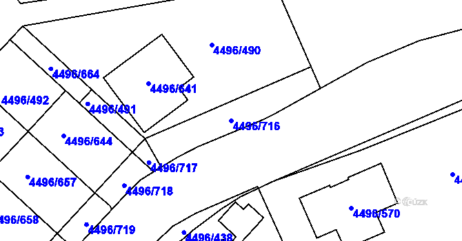 Parcela st. 4496/716 v KÚ Most II, Katastrální mapa
