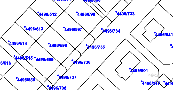 Parcela st. 4496/735 v KÚ Most II, Katastrální mapa