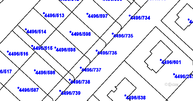 Parcela st. 4496/736 v KÚ Most II, Katastrální mapa
