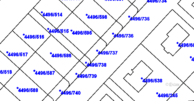 Parcela st. 4496/737 v KÚ Most II, Katastrální mapa