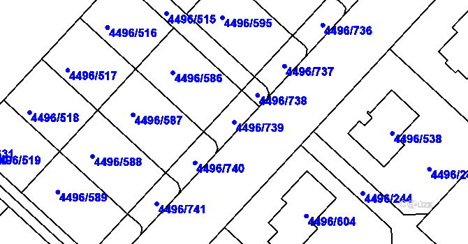 Parcela st. 4496/739 v KÚ Most II, Katastrální mapa