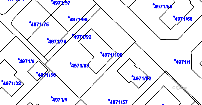 Parcela st. 4971/100 v KÚ Most II, Katastrální mapa