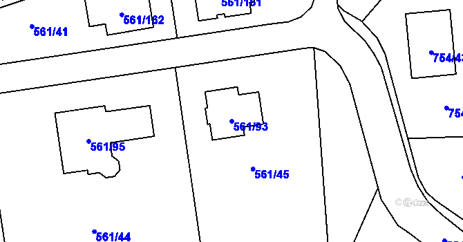 Parcela st. 561/93 v KÚ Most II, Katastrální mapa