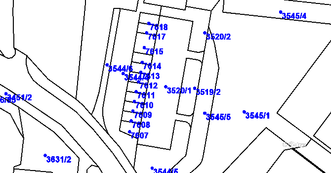 Parcela st. 3520/1 v KÚ Most II, Katastrální mapa