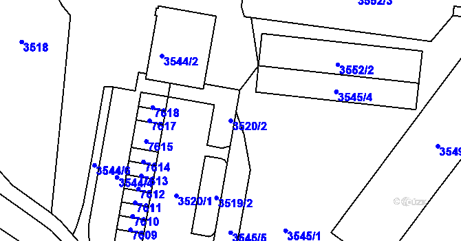 Parcela st. 3520/2 v KÚ Most II, Katastrální mapa