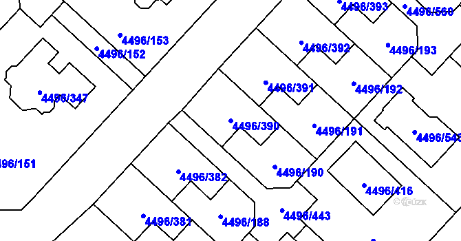 Parcela st. 4496/390 v KÚ Most II, Katastrální mapa