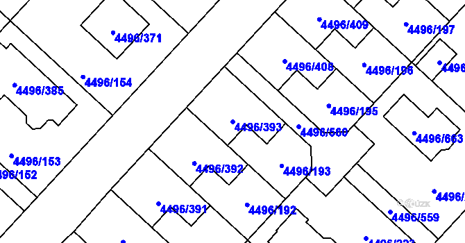Parcela st. 4496/393 v KÚ Most II, Katastrální mapa