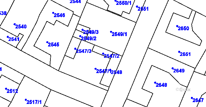 Parcela st. 2547/2 v KÚ Most II, Katastrální mapa