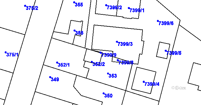 Parcela st. 7399/9 v KÚ Most II, Katastrální mapa