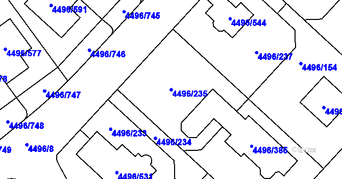 Parcela st. 4496/235 v KÚ Most II, Katastrální mapa