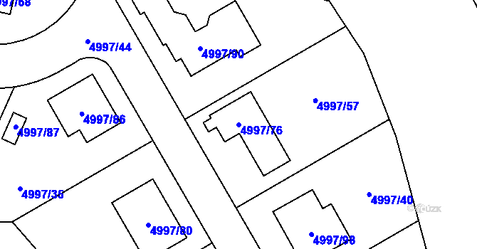 Parcela st. 4997/76 v KÚ Most II, Katastrální mapa
