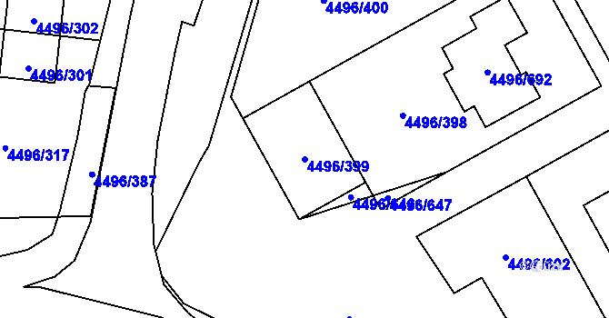 Parcela st. 4496/399 v KÚ Most II, Katastrální mapa