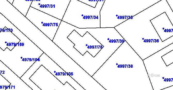 Parcela st. 4997/78 v KÚ Most II, Katastrální mapa