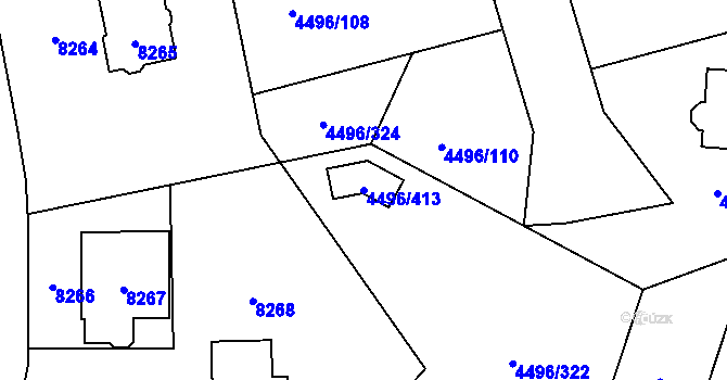 Parcela st. 4496/413 v KÚ Most II, Katastrální mapa