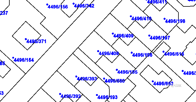 Parcela st. 4496/408 v KÚ Most II, Katastrální mapa