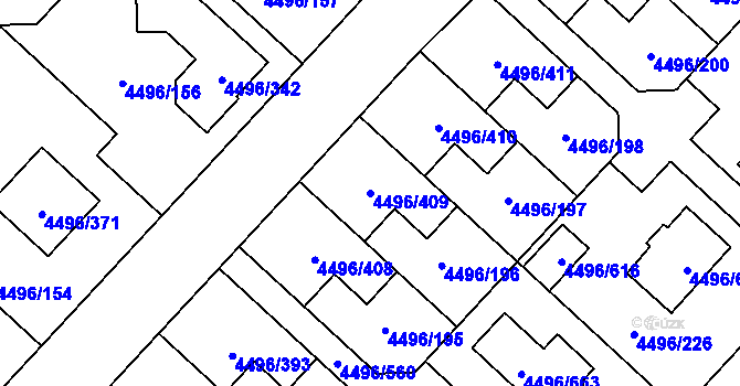 Parcela st. 4496/409 v KÚ Most II, Katastrální mapa